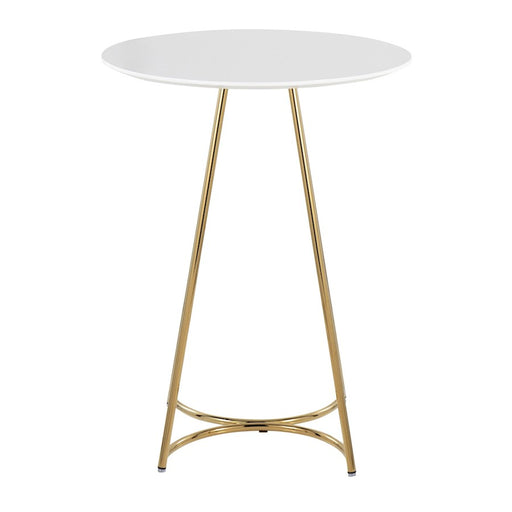 LumiSource Cece Canary Counter Table in Gold Steel/White MDF
