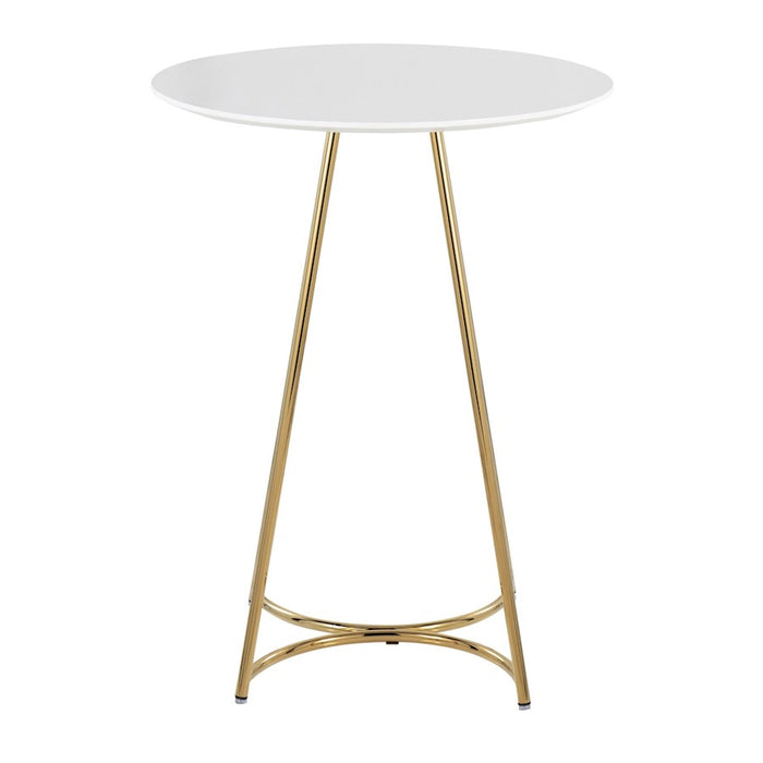 LumiSource Cece Canary Counter Table in Gold Steel/White MDF
