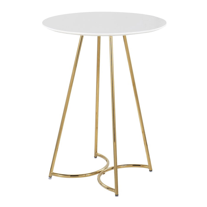 LumiSource Cece Canary Counter Table in Gold Steel/White MDF