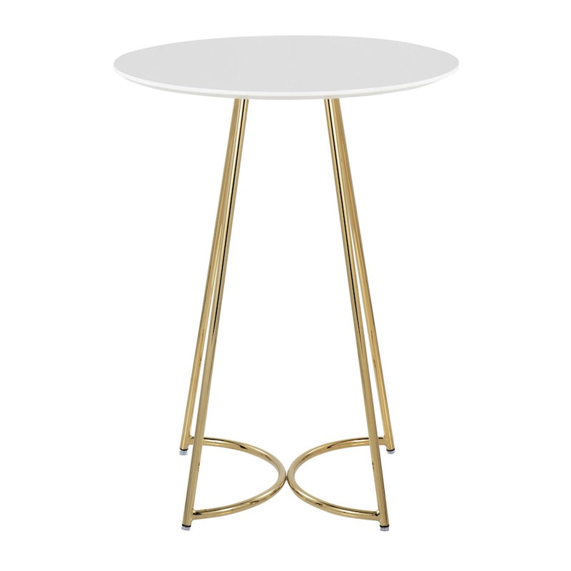 LumiSource Cece Canary Counter Table in Gold Steel/White MDF