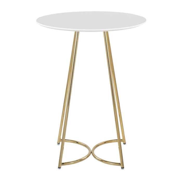 LumiSource Cece Canary Counter Table in Gold Steel/White MDF