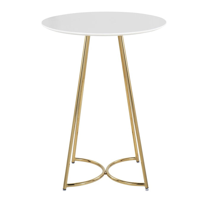 LumiSource Cece Canary Counter Table in Gold Steel/White MDF
