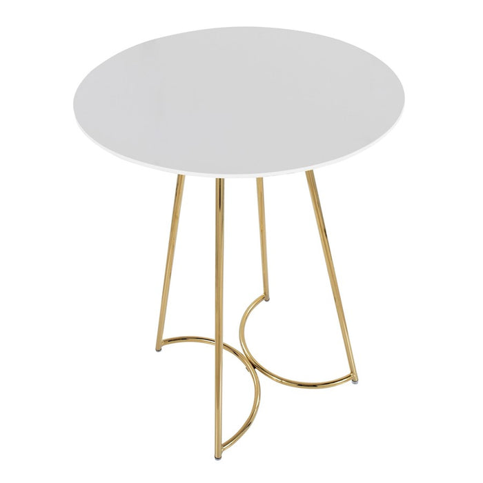 LumiSource Cece Canary Counter Table in Gold Steel/White MDF