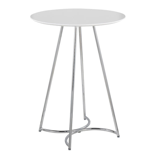 LumiSource Cece Canary Counter Table, Chrome/White - T36-CECECNRY2CHRMW