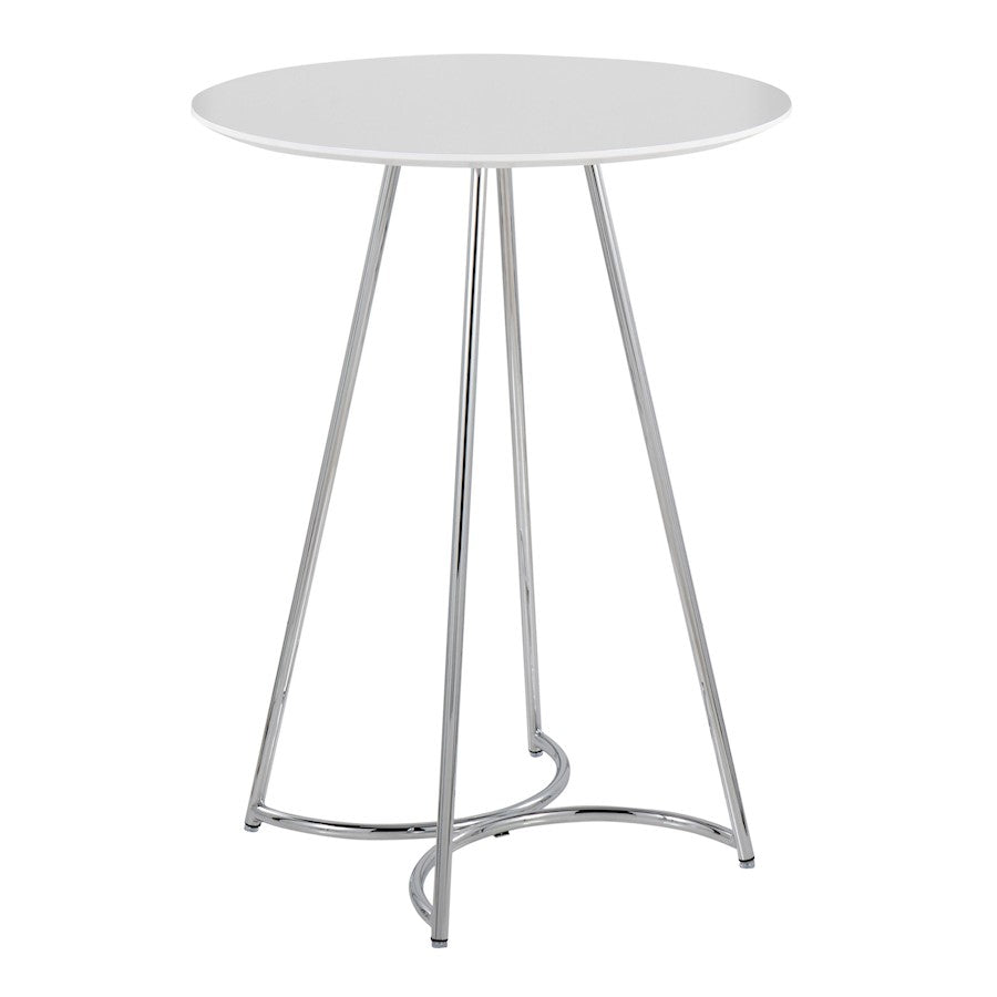 LumiSource Cece Canary Counter Table, Chrome/White - T36-CECECNRY2CHRMW