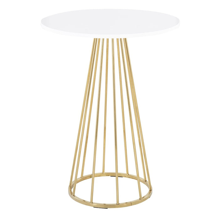 LumiSource Canary Cece Counter Table, Gold Metal/White - T36-CNRYCECE2AUW