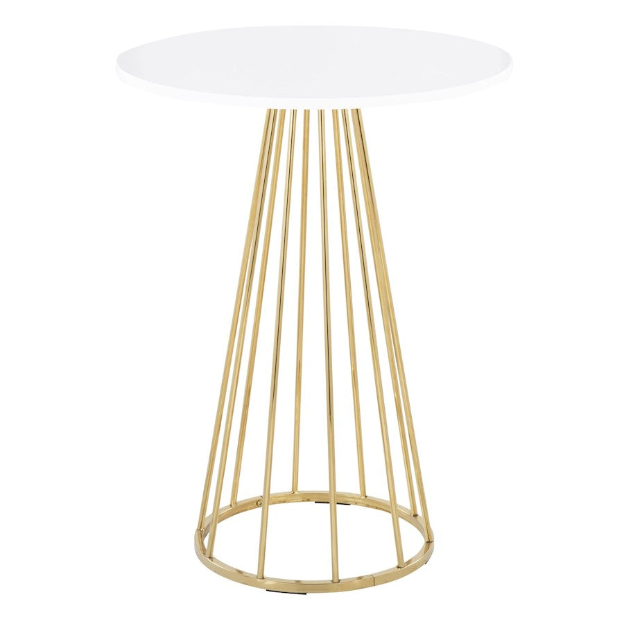 LumiSource Canary Cece Counter Table, Gold Metal/White - T36-CNRYCECE2AUW