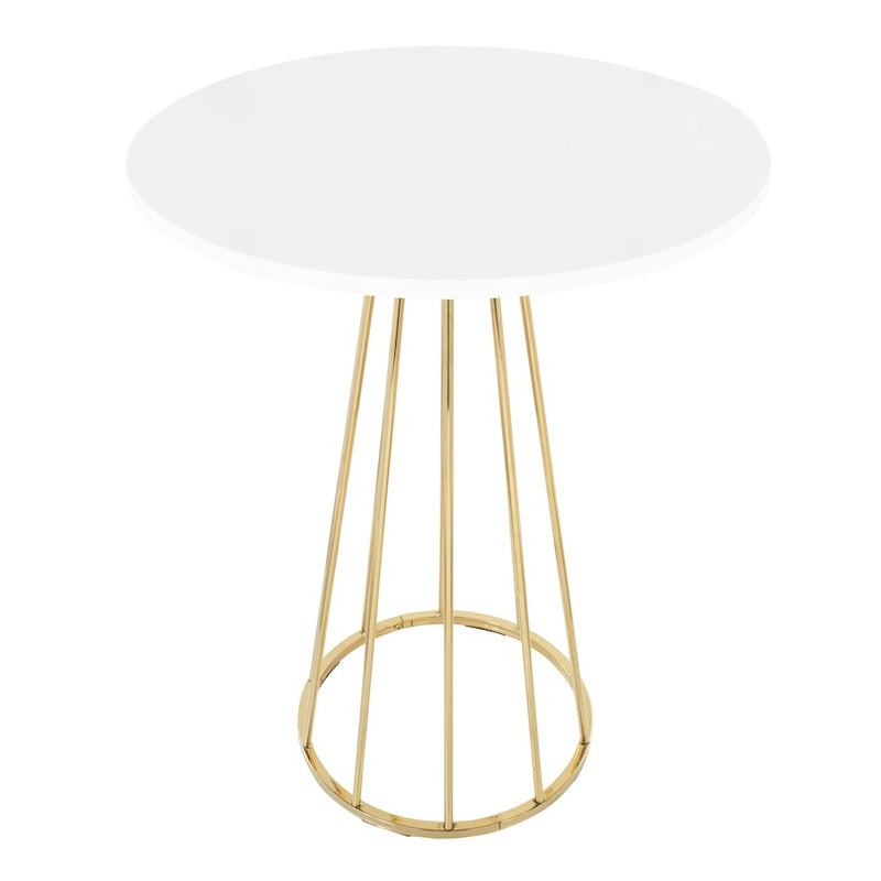 LumiSource Canary Cece Counter Table, Gold Metal/White