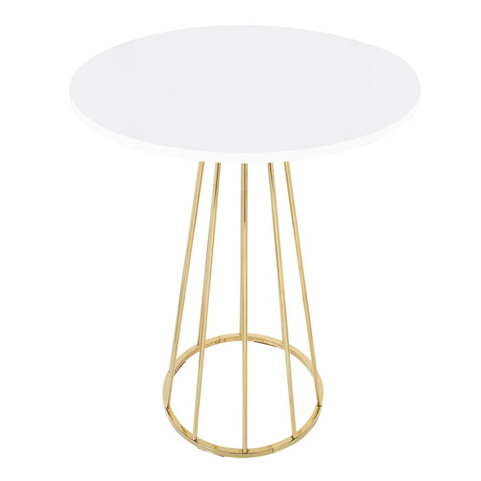 LumiSource Canary Cece Counter Table, Gold Metal/White