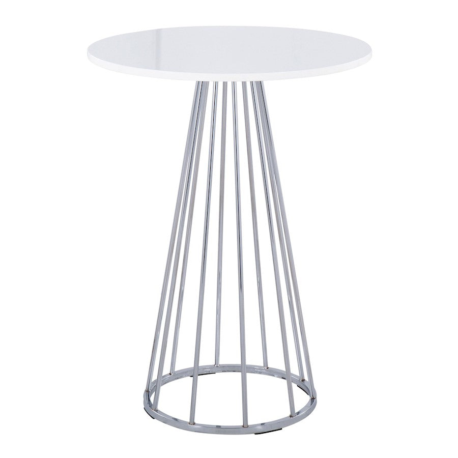 LumiSource Canary Cece Counter Table, Chrome/White - T36-CNRYCECE2CHRMW