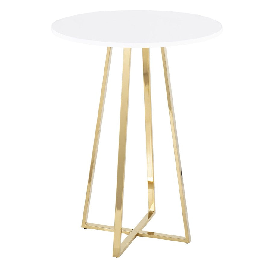 LumiSource Cosmo Cece Counter Table, Gold Steel/White MDF - T36-COSMOCECE2AUW