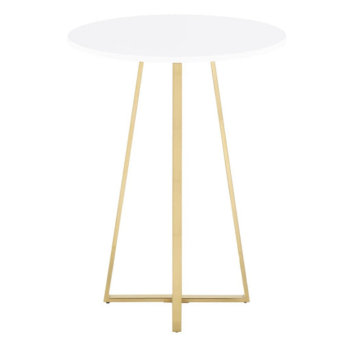 LumiSource Cosmo Cece Counter Table, Gold Steel/White MDF