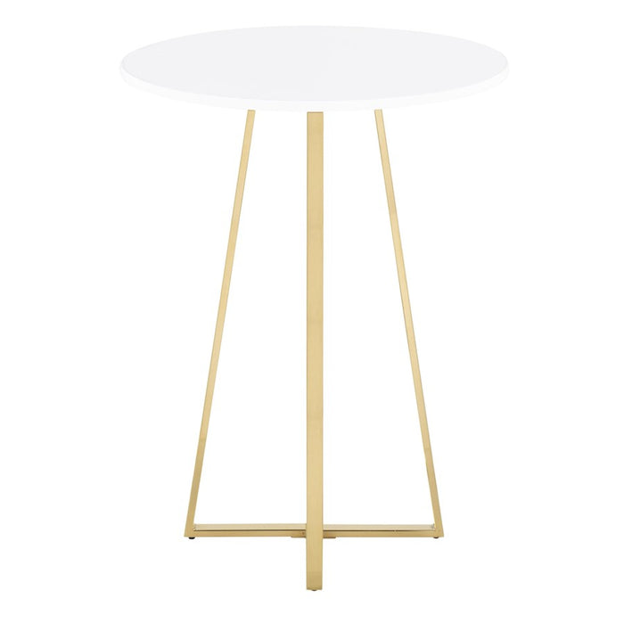 LumiSource Cosmo Cece Counter Table, Gold Steel/White MDF