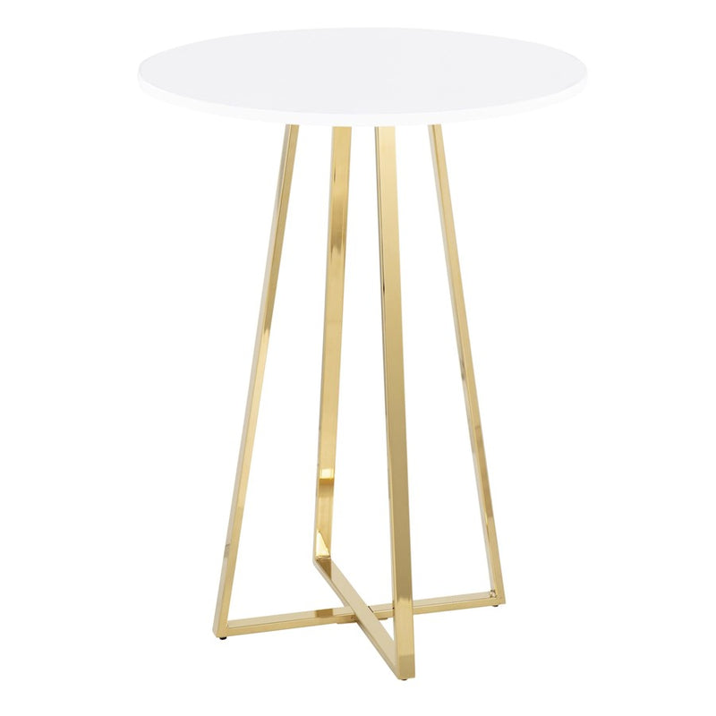 LumiSource Cosmo Cece Counter Table, Gold Steel/White MDF