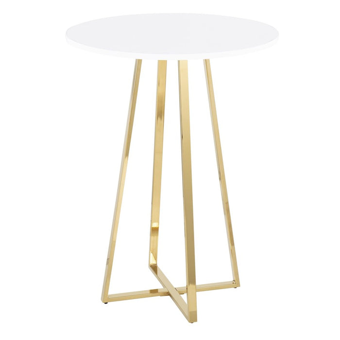 LumiSource Cosmo Cece Counter Table, Gold Steel/White MDF