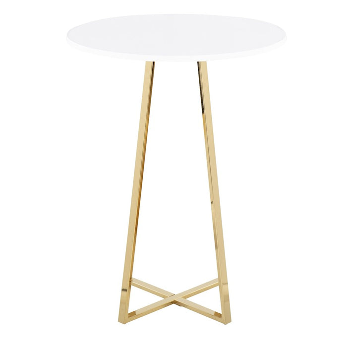 LumiSource Cosmo Cece Counter Table, Gold Steel/White MDF