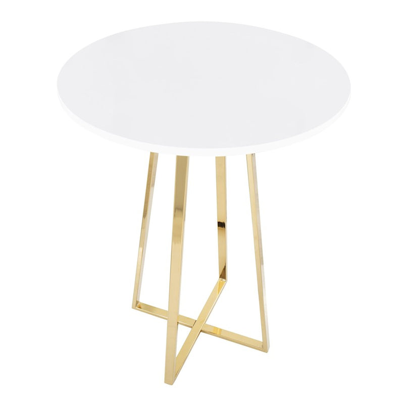 LumiSource Cosmo Cece Counter Table, Gold Steel/White MDF