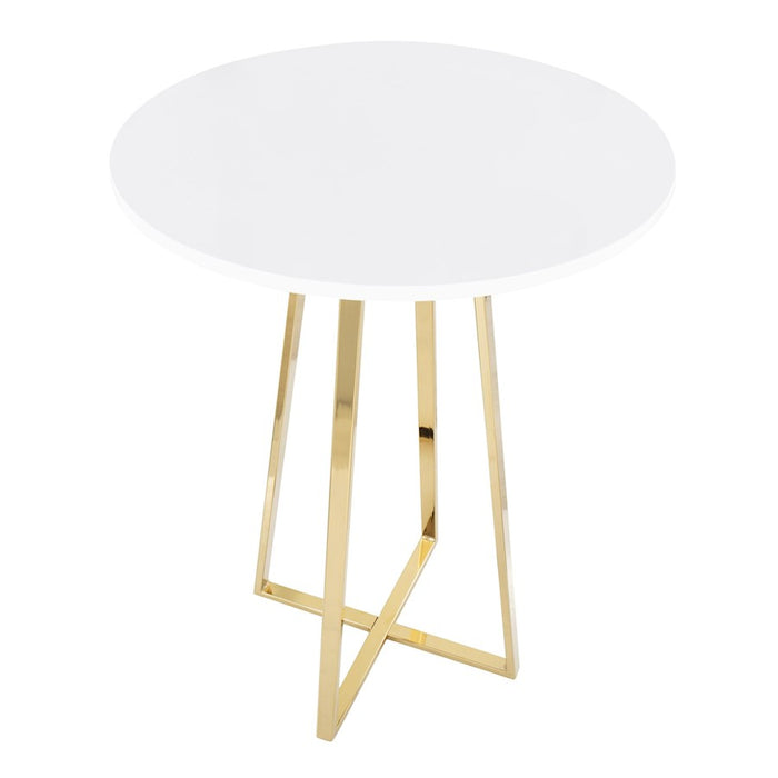 LumiSource Cosmo Cece Counter Table, Gold Steel/White MDF