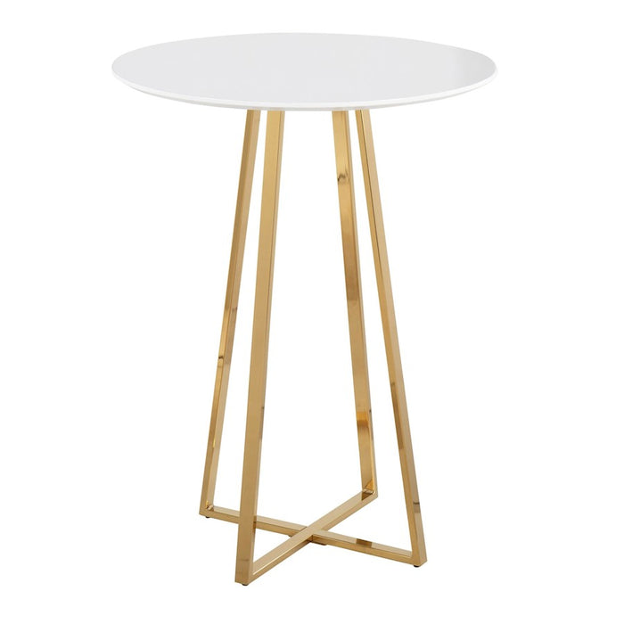 LumiSource Canary Counter Table, Gold Metal/White MDF - T36-COSMOCNRY2AUW