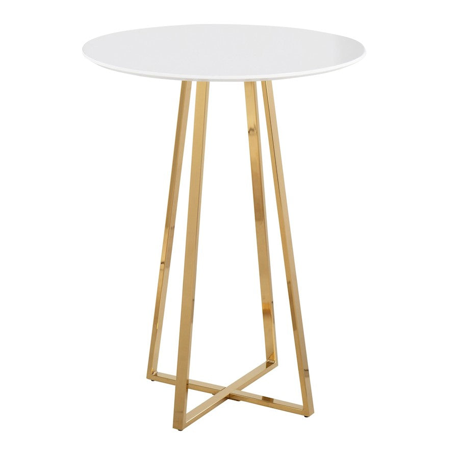 LumiSource Canary Counter Table, Gold Metal/White MDF - T36-COSMOCNRY2AUW