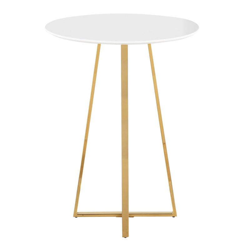 LumiSource Canary Counter Table, Gold Metal/White MDF