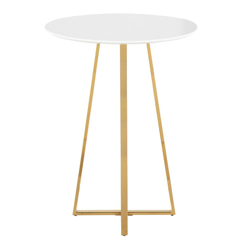 LumiSource Canary Counter Table, Gold Metal/White MDF