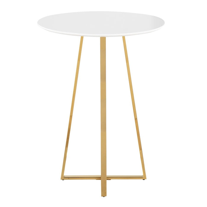 LumiSource Canary Counter Table, Gold Metal/White MDF