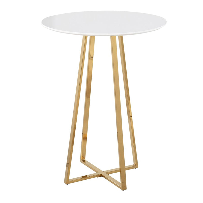 LumiSource Canary Counter Table, Gold Metal/White MDF