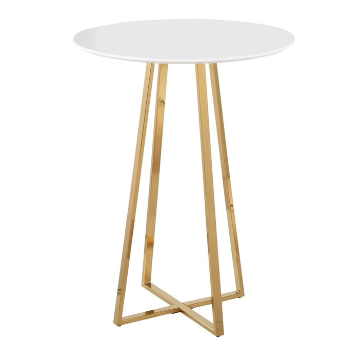 LumiSource Canary Counter Table, Gold Metal/White MDF