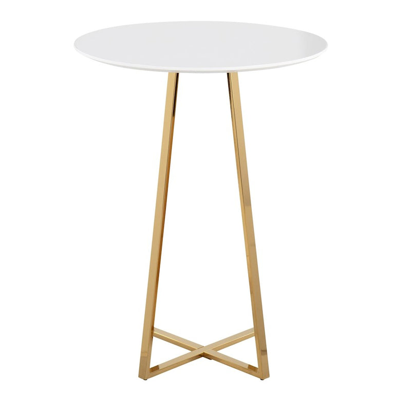 LumiSource Canary Counter Table, Gold Metal/White MDF