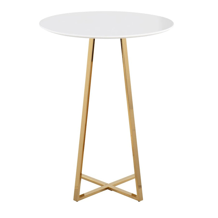 LumiSource Canary Counter Table, Gold Metal/White MDF