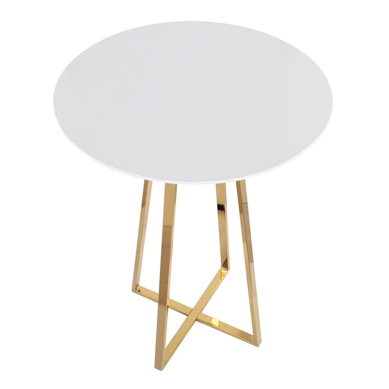 LumiSource Canary Counter Table, Gold Metal/White MDF