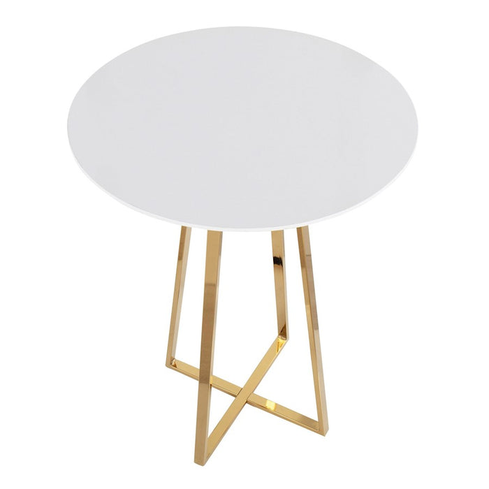 LumiSource Canary Counter Table, Gold Metal/White MDF