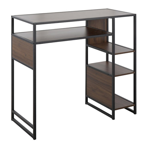 LumiSource Display Bar Height Table Storage, Black/Walnut - T39-DISPLAYBK-WL