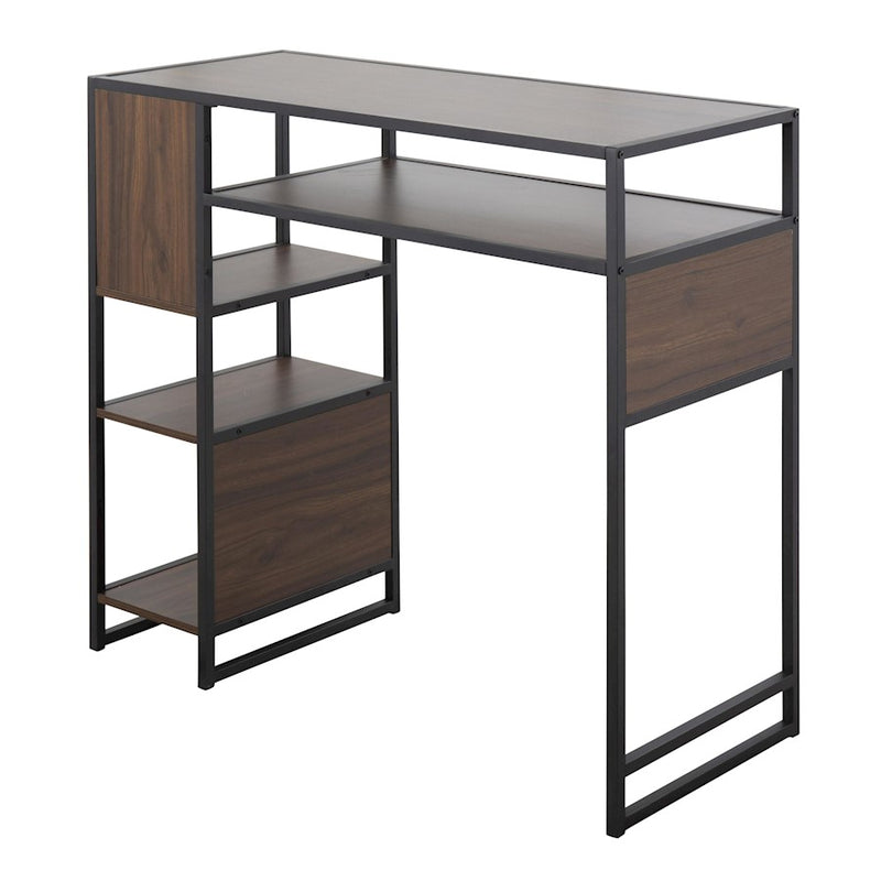 LumiSource Display Bar Height Table 43in | Black Metal and Walnut Wood | Kitchen Island & Bar Table | 43 x 19 x 40 in | Model T39-DISPLAYBK-WL