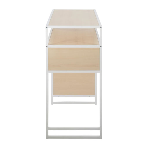 LumiSource Display Bar Height Table Storage, White/Natural