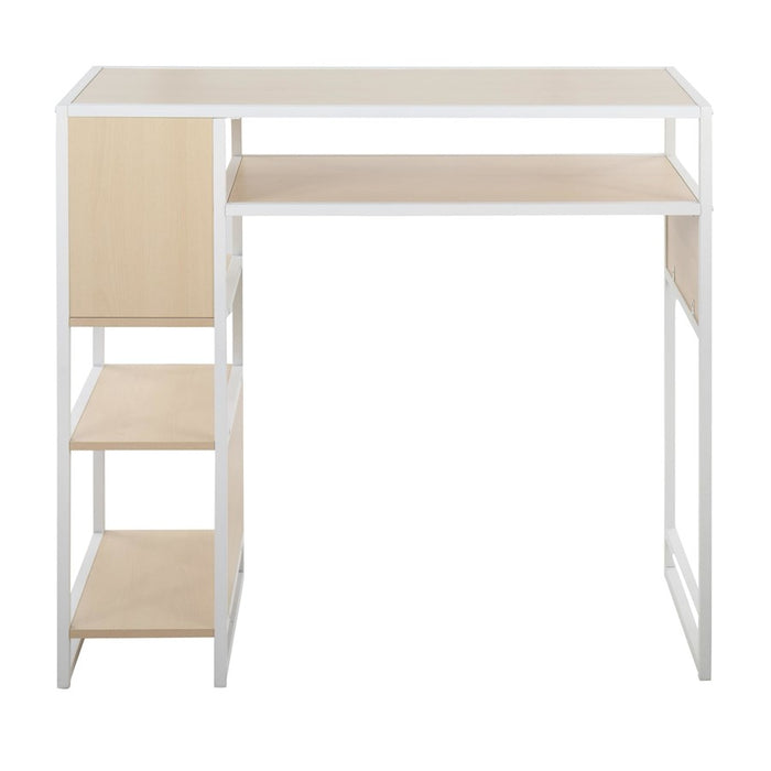 LumiSource Display Bar Height Table Storage, White/Natural