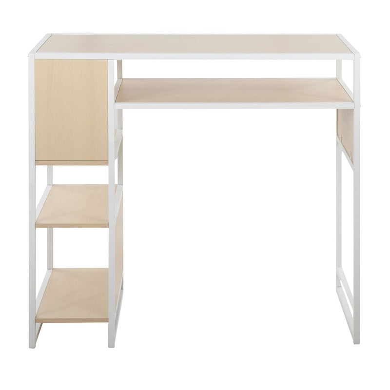 LumiSource Display Bar Height Table 43in | White Metal and Natural Wood | Kitchen Island & Bar Table | 43 x 19 x 40 in | Model T39-DISPLAYW-NA