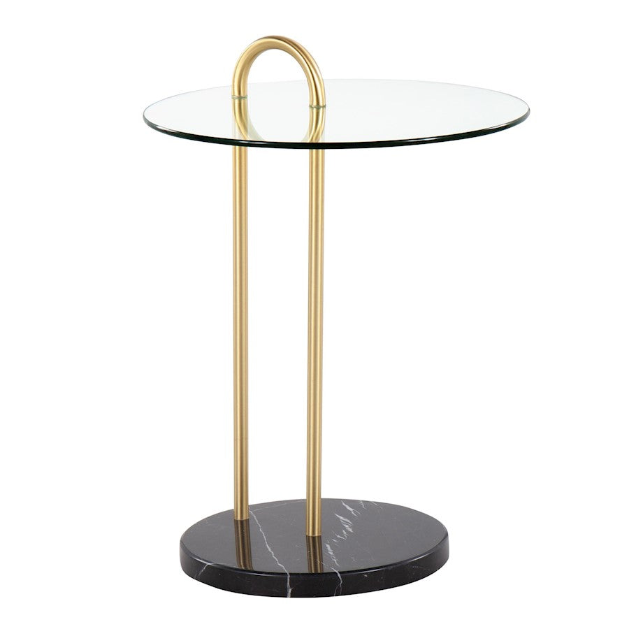 LumiSource Claire Side Table, Black/Gold/Clear - TB-CLAIREBKMBAU