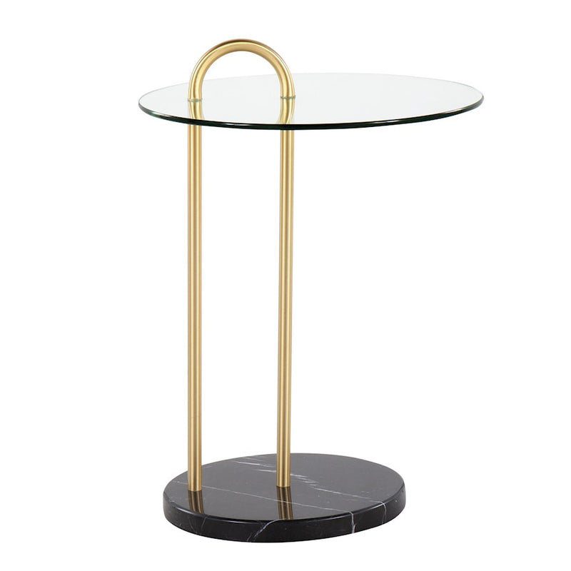 LumiSource Claire Side Table, Black/Gold/Clear