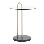 LumiSource Claire Side Table, Black/Brushed Nickel/Clear - TB-CLAIREBKMBNI