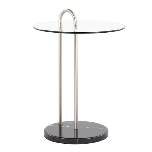 LumiSource Claire Side Table, Black/Brushed Nickel/Clear - TB-CLAIREBKMBNI