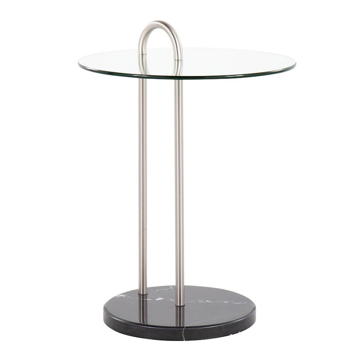 LumiSource Claire Side Table, Black/Brushed Nickel/Clear - TB-CLAIREBKMBNI