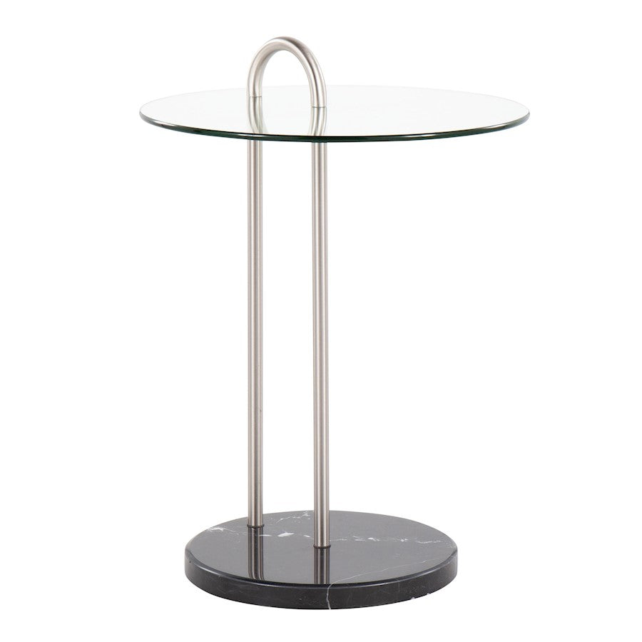 LumiSource Claire Side Table, Black/Brushed Nickel/Clear - TB-CLAIREBKMBNI