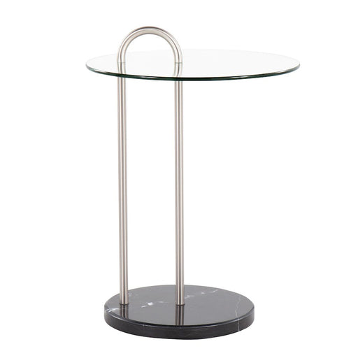 LumiSource Claire Side Table, Black/Brushed Nickel/Clear