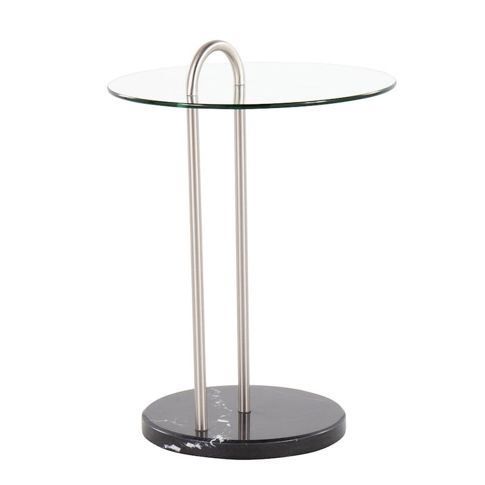 LumiSource Claire Side Table, Black/Brushed Nickel/Clear