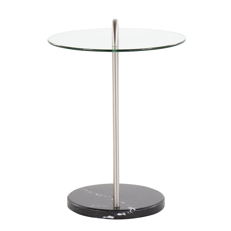 LumiSource Claire Side Table, Black/Brushed Nickel/Clear