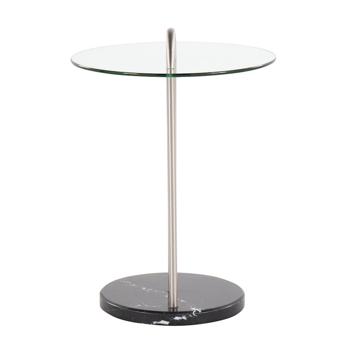 LumiSource Claire Side Table, Black/Brushed Nickel/Clear