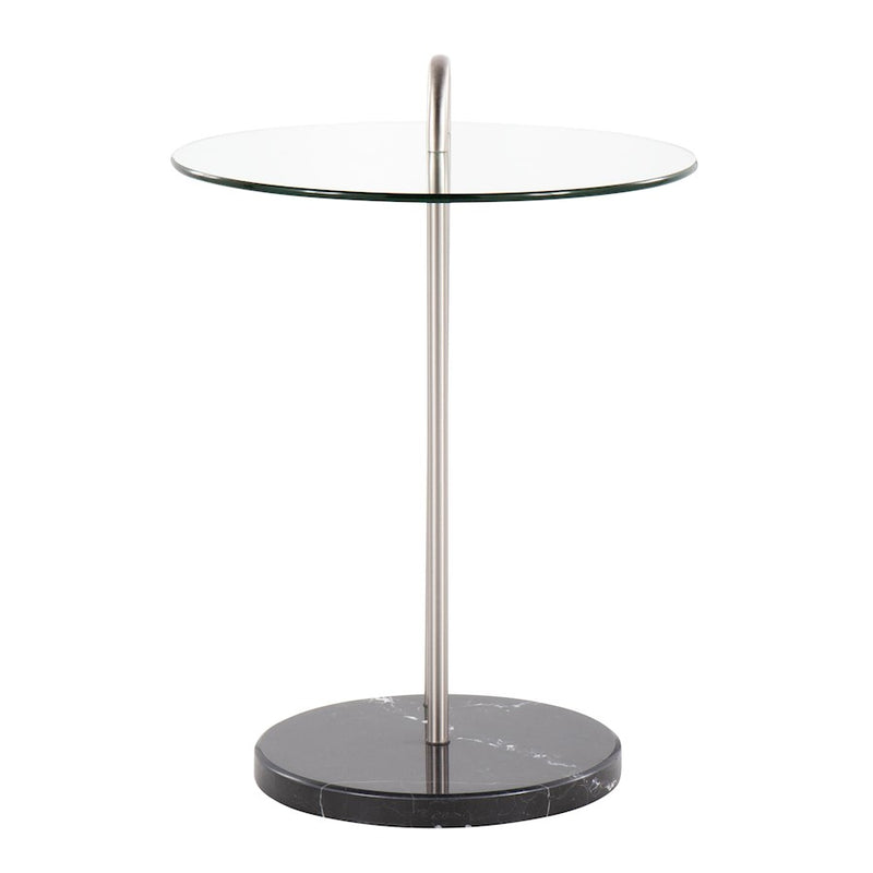 LumiSource Claire Side Table, Black/Brushed Nickel/Clear