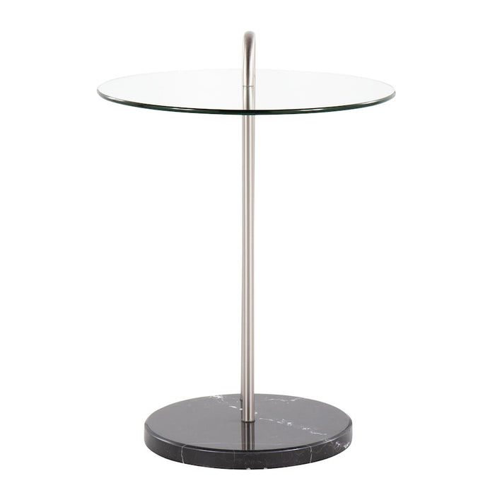 LumiSource Claire Side Table, Black/Brushed Nickel/Clear